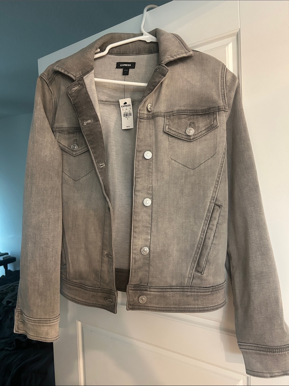Express Light Grey Denim Jacket